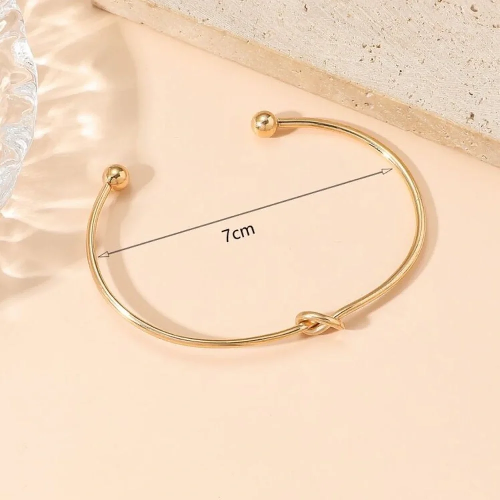 Gold Knot Bangle Bracelet – Minimalist Infinity Love Cuff